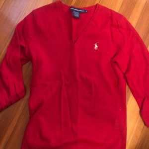 Ralph Lauren Sport Red V Neck Sweater